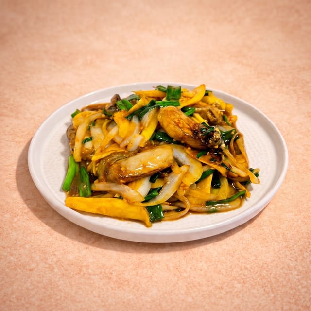 Sizzling Oyster w/ Ginger & Onion (鐵板薑蔥生蠔).