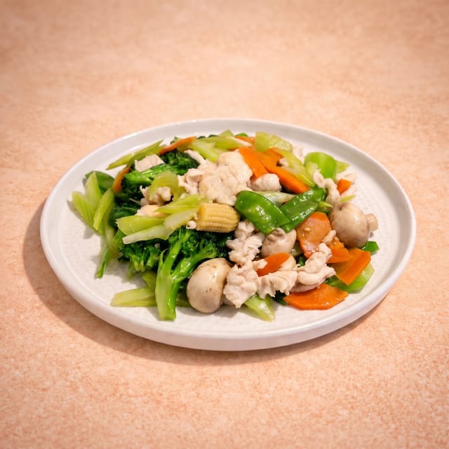 Chicken w/ Mixed Vegetables (什菜雞).