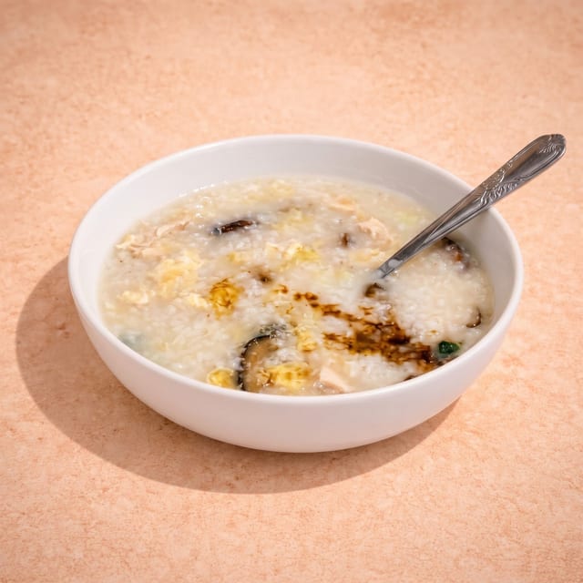 Chicken & Chinese Mushroom Congee (北菇雞粥).